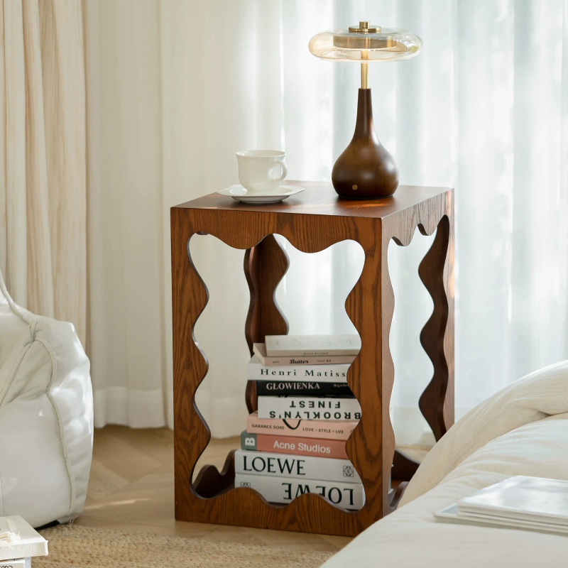 Unique Table Accessories - Alçak Ahşap Benzersiz Yan Sehpa Antik