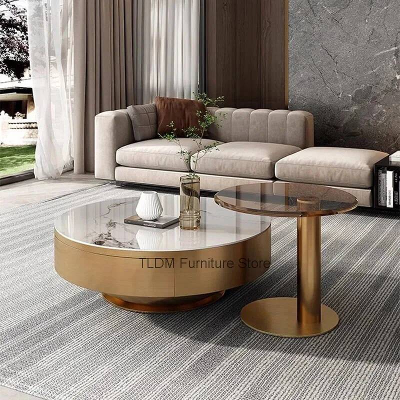 Unique Table Accessories - Yuvarlak Şeffaf Sehpa Basit Estetik Tasarımcı